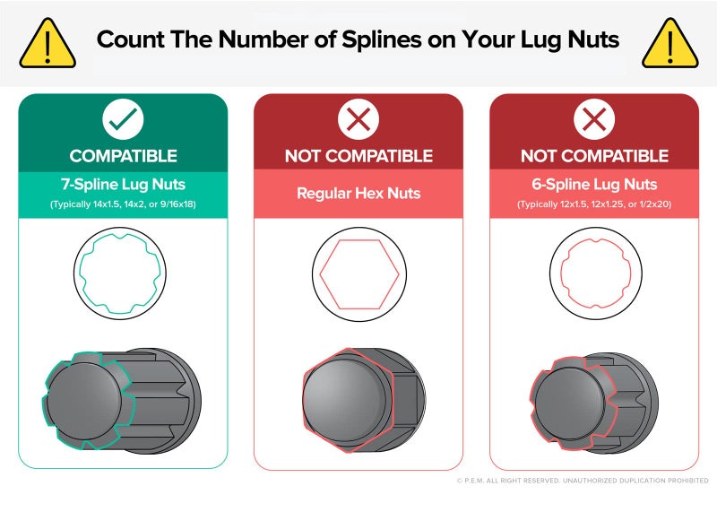 StanceMagic 7 Point Spline Drive Tuner Replacement Socket Key Tool for for Seven Spline Truck SUV Wheel Lock Lug Nuts - Compatible with 19mm 3/4" 21mm 13/16" Hex Socket Wrench - Black 1pc - Image 2